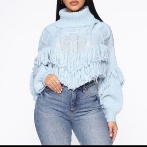 Baby Blue Fringe Sweater Size XL